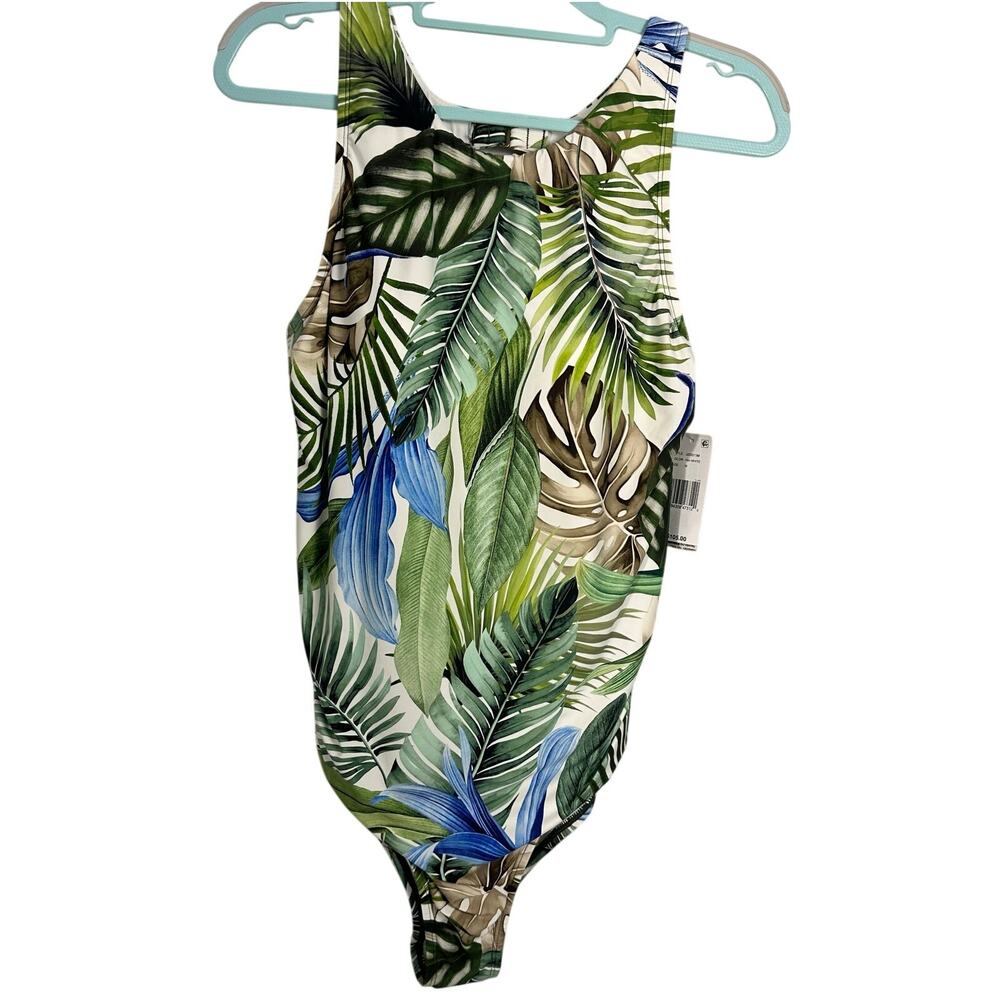 Jantzen Farrah High Neck One Piece Swimsuit Jungle Glam Tropical Floral 16  NWT